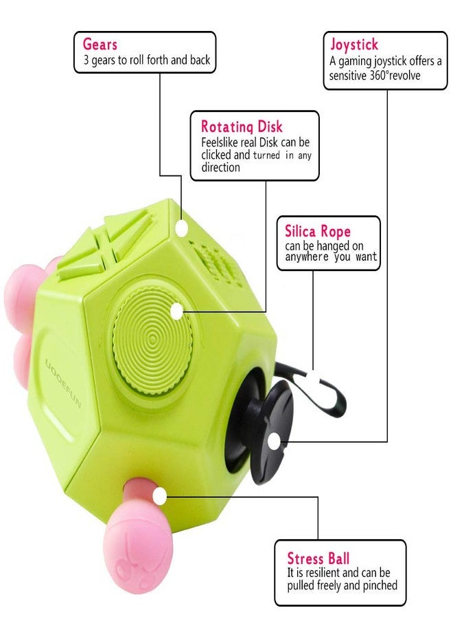 UOOEFUN Fidgets Toy,12 Sided Cube Toys,Autism Toy,Relief Stress Cube Toy,Sensory Toy, Anxiety Toy for Childens and Adults with Improve Attention and Relieve Stress (Green / A3) - Image 4